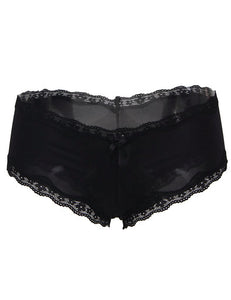 "Amore" "Amore" black satin panty with lace trim