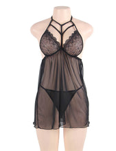 Load image into Gallery viewer, &quot;Thinking Of You&quot; Black Babydoll. Sexy, unique, lace, sheer lingerie. Intimate apparel, sleepwear, date night.