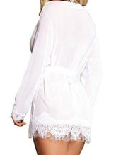 Load image into Gallery viewer, &quot;Blushing Bride&quot; Bridal white sexy and classy robe with sheer and lace material