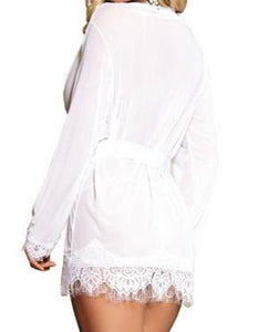 "Blushing Bride" Bridal white sexy and classy robe with sheer and lace material