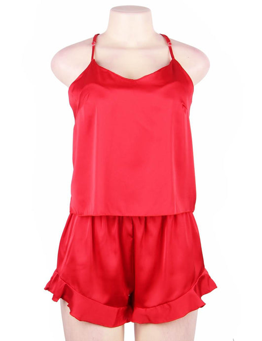Red sexy and comfy affordable pajama set with top and shorts