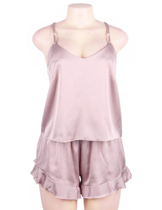 Blush satin sexy and comfy affordable pajama set with top and shorts
