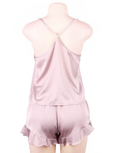 Blush satin sexy and comfy affordable pajama set with top and shorts