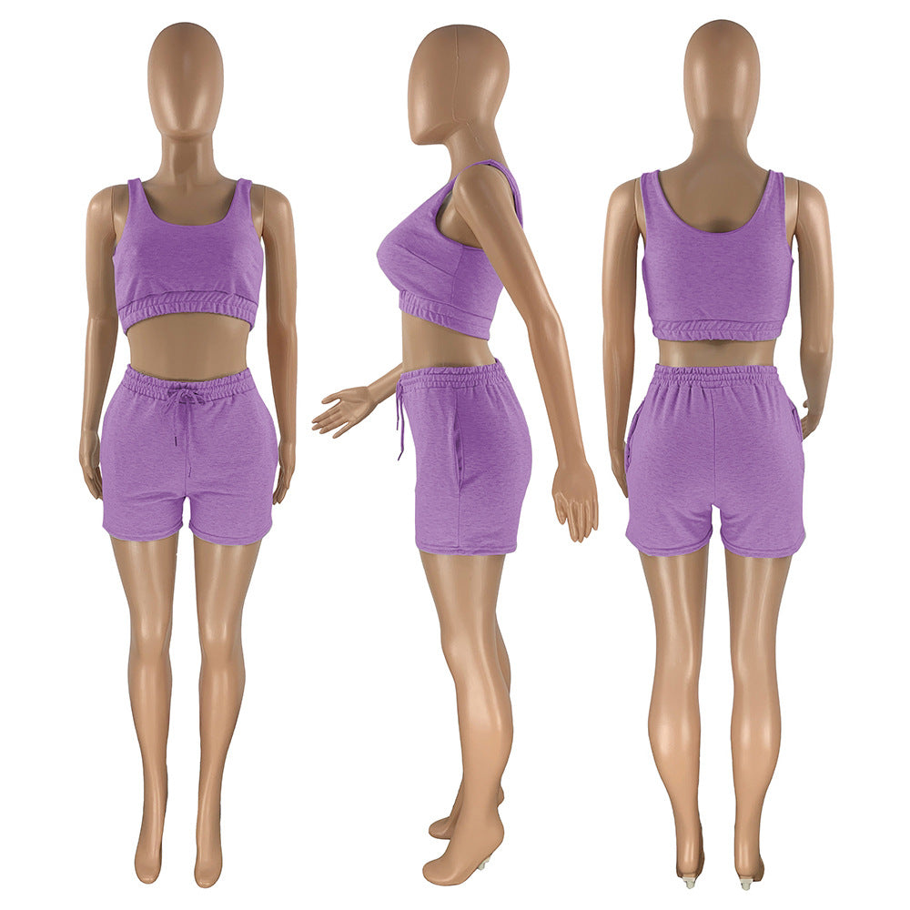 Lavender Lounge Set with shorts and crop top tank. Comfortable and affordable. Sleepwear, trendy.
