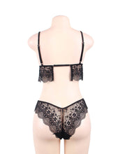 Load image into Gallery viewer, Black and sexy bralette set with lace detail and adjustable straps