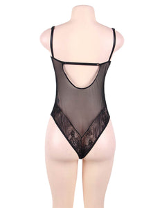 "Bride To Be" Teddy -Black teddy and bodysuit with lace and sheer detail and adjustable straps. Edit alt text