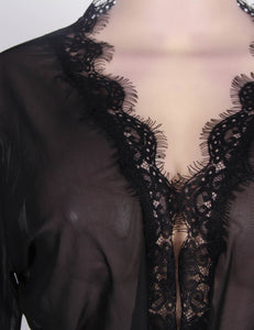 "Blushing Bride" black sexy and classy robe with sheer and lace material