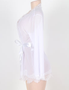"Blushing Bride" bridal white sexy and classy robe with sheer and lace material