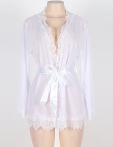 "Blushing Bride" bridal white sexy and classy robe with sheer and lace material