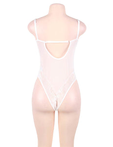 Bride To Be white bridal teddy and bodysuit with lace and sheer detail and adjustable straps. Edit alt text