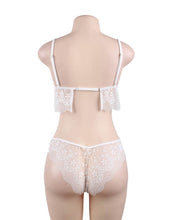 Load image into Gallery viewer, Bridal white and sexy bralette set with lace detail and adjustable straps